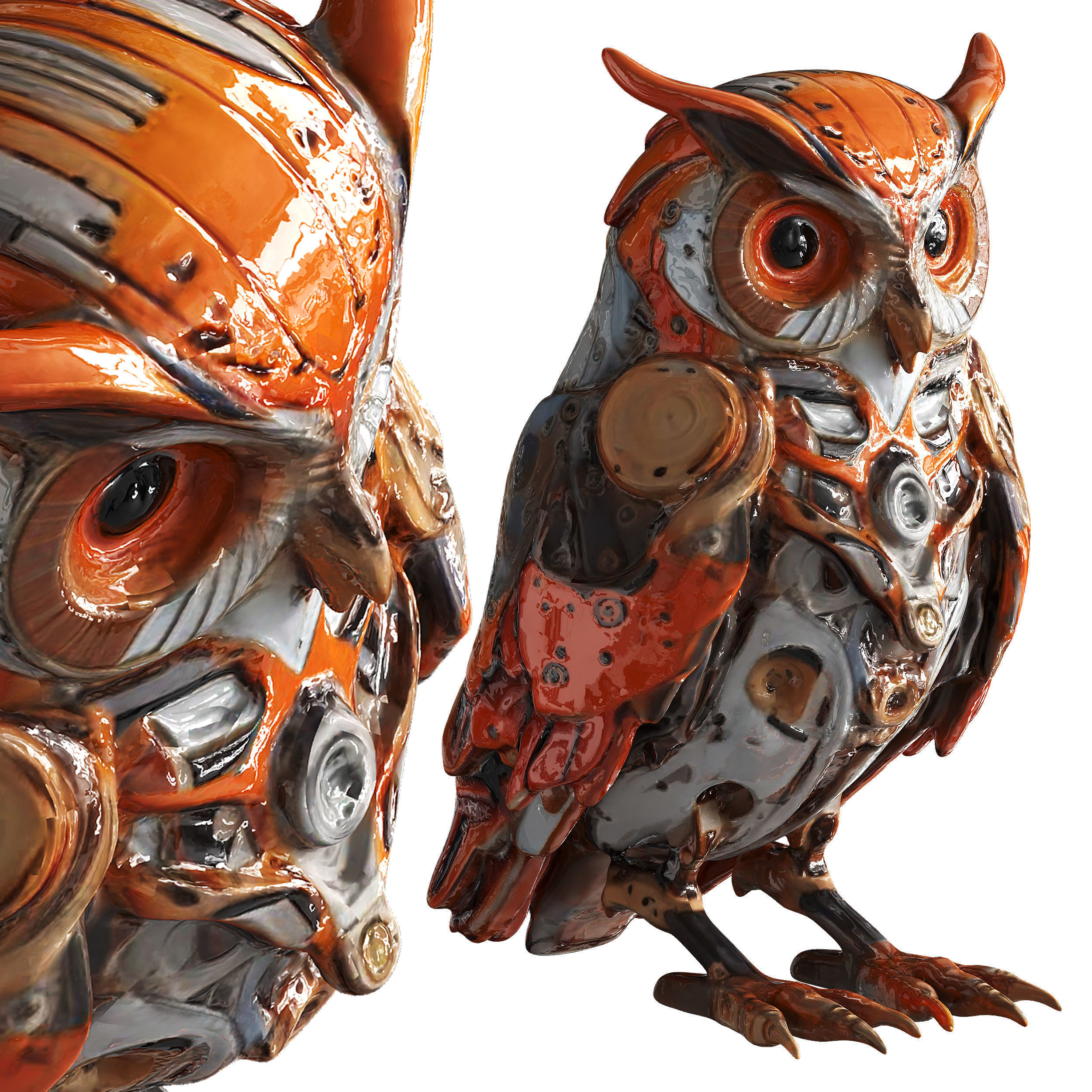 Robot Owl Low-poly 3D model_38