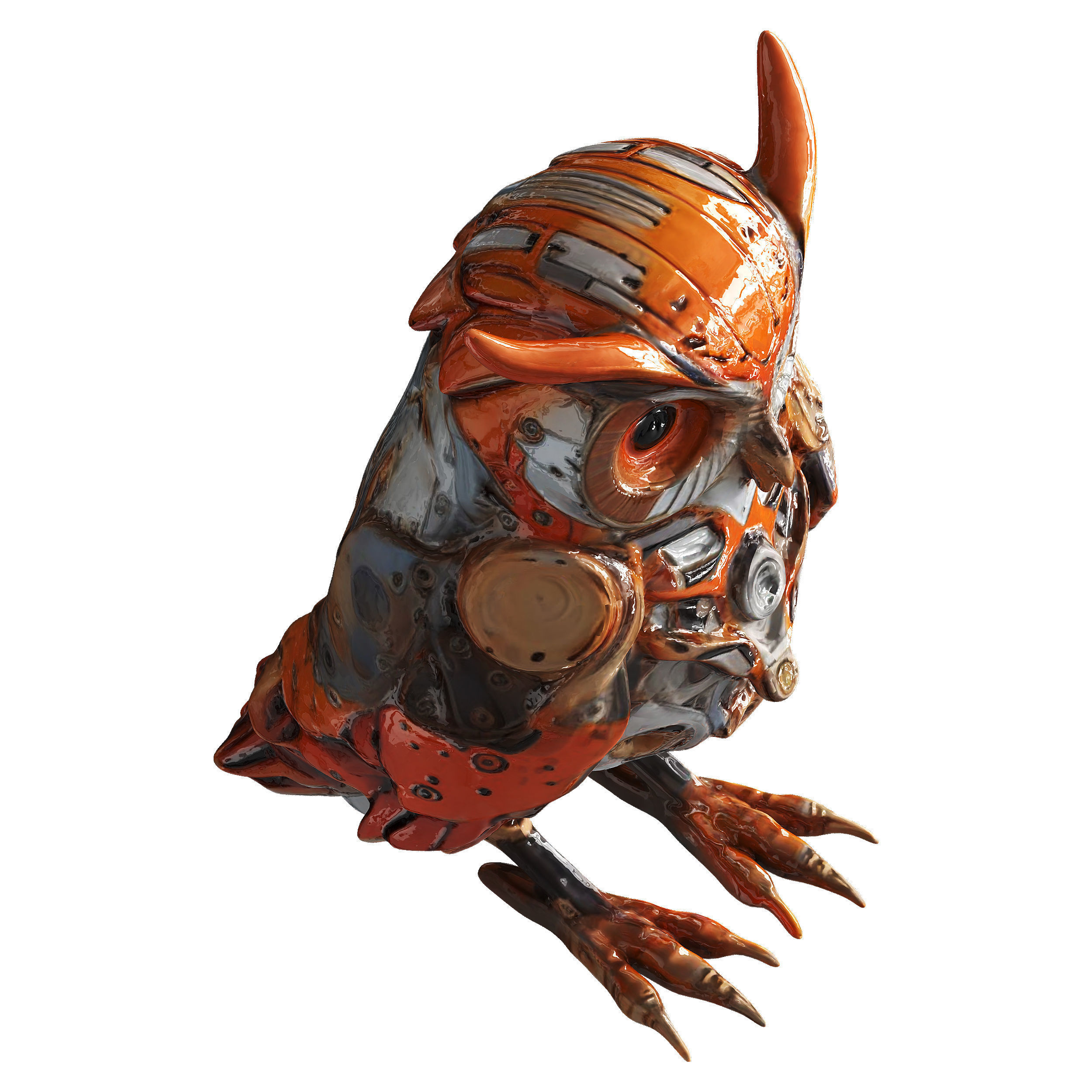 Robot Owl Low-poly 3D model_32