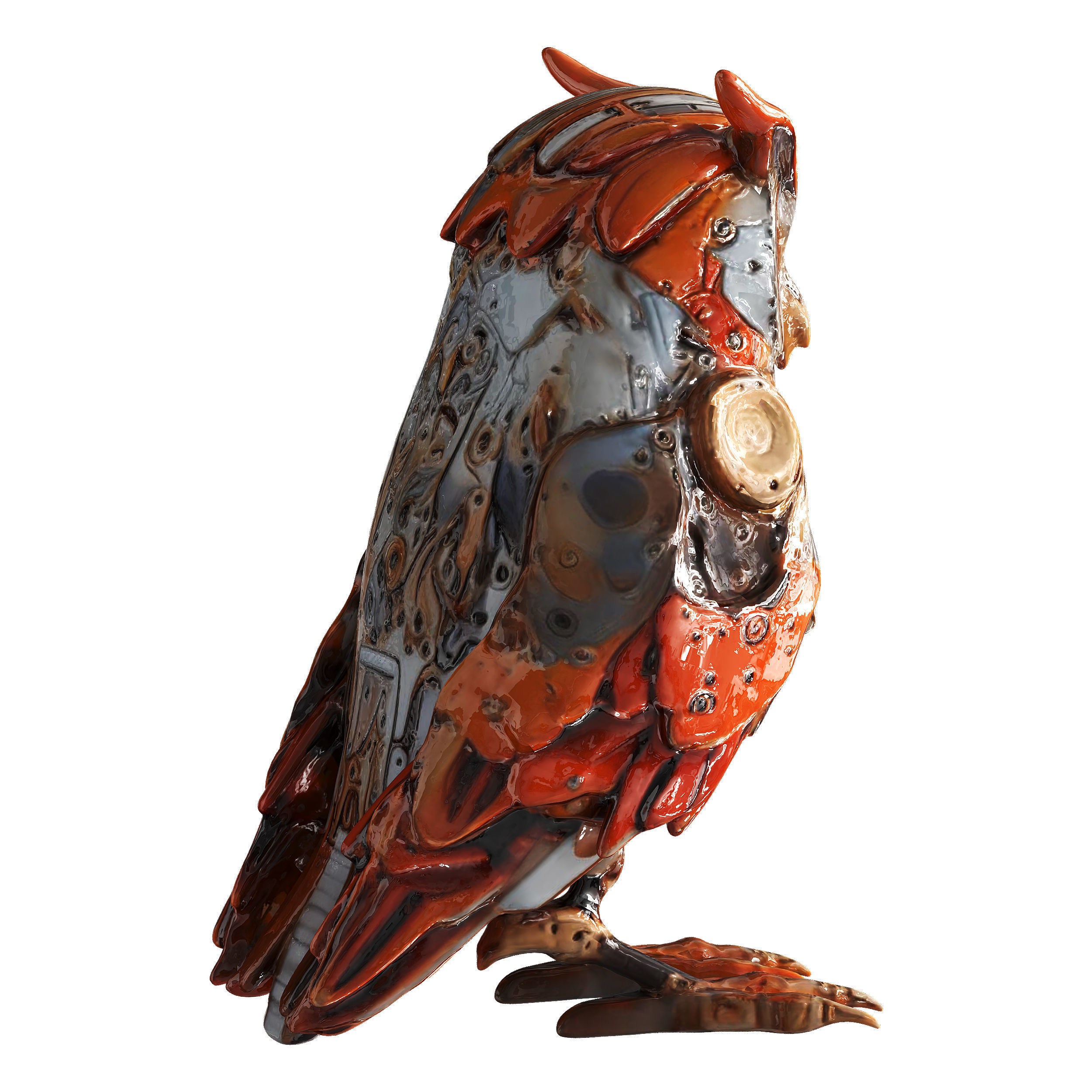 Robot Owl Low-poly 3D model_49