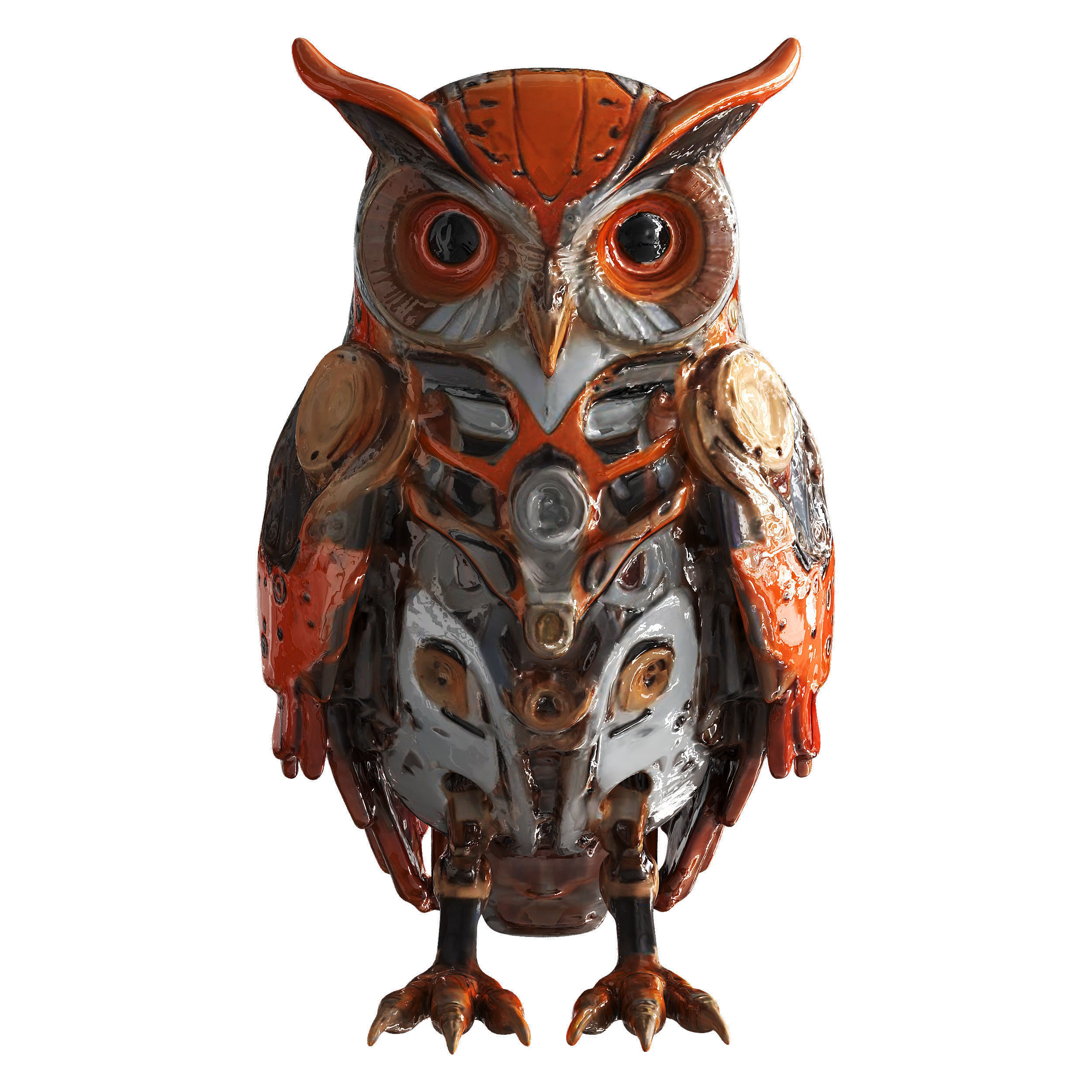 Robot Owl Low-poly 3D model_3
