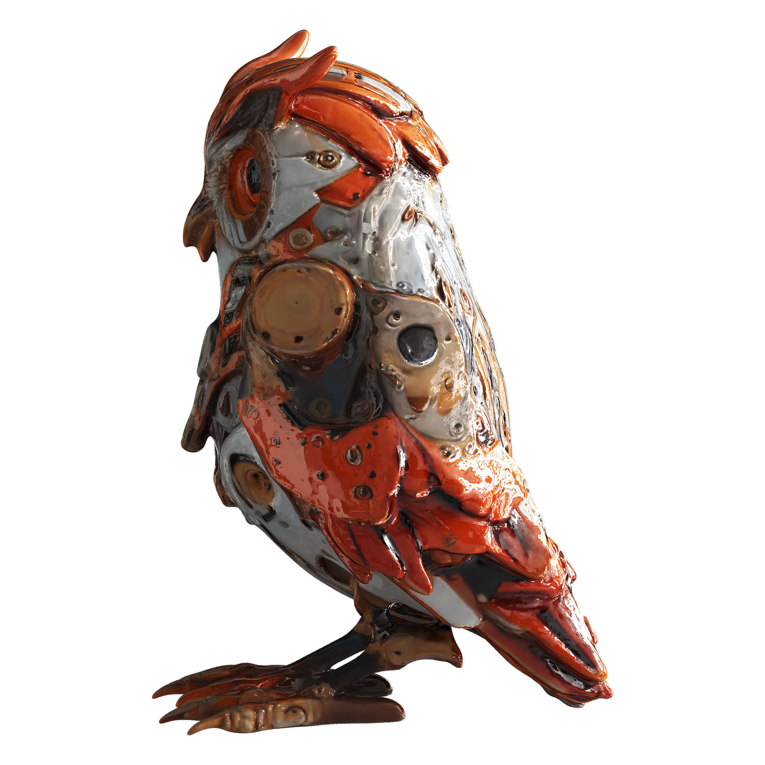 Robot Owl Low-poly 3D model_40