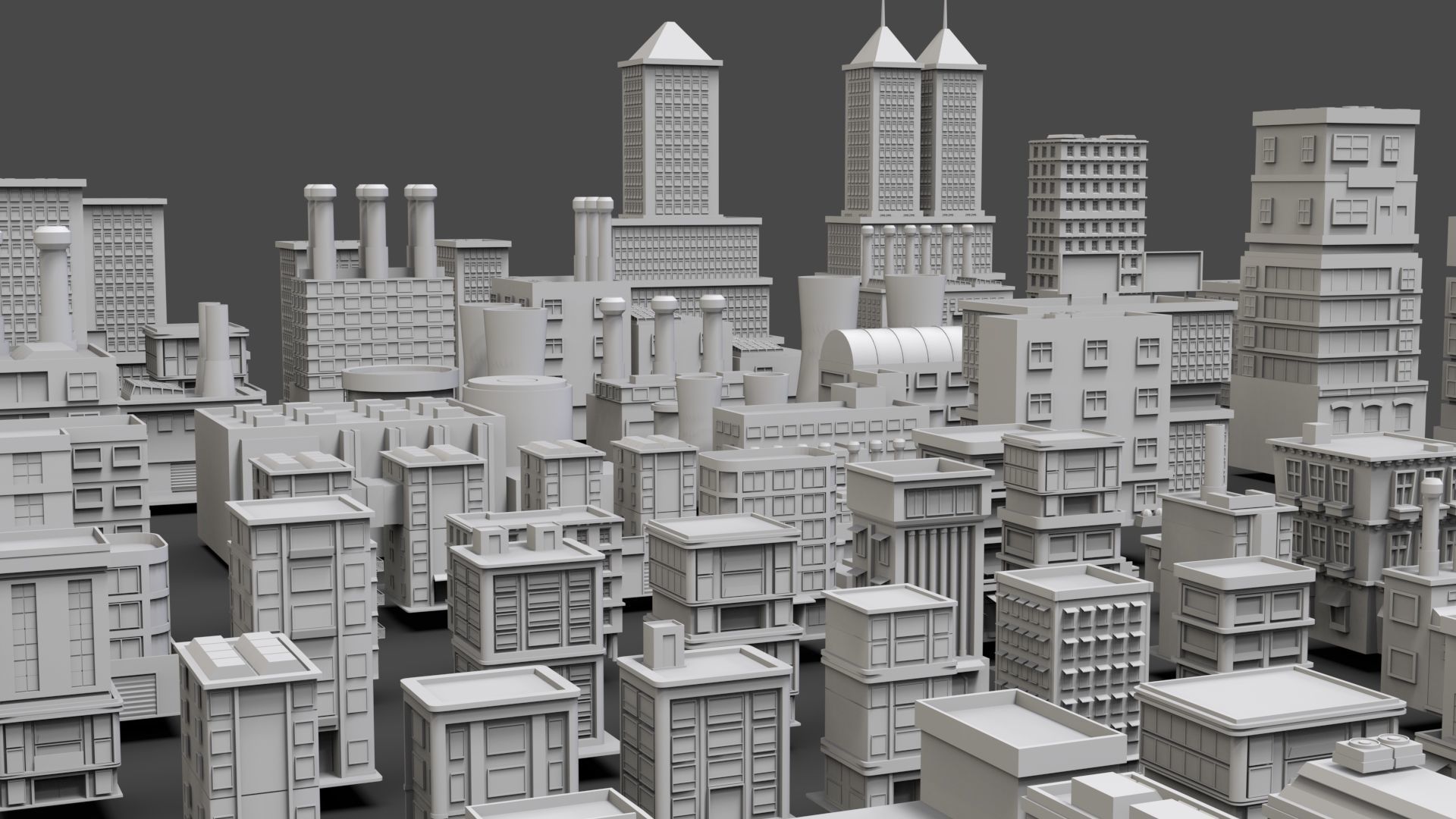 Low Poly City Buildings Pack Of 110 - Game Ready - Untextured  3D model_25