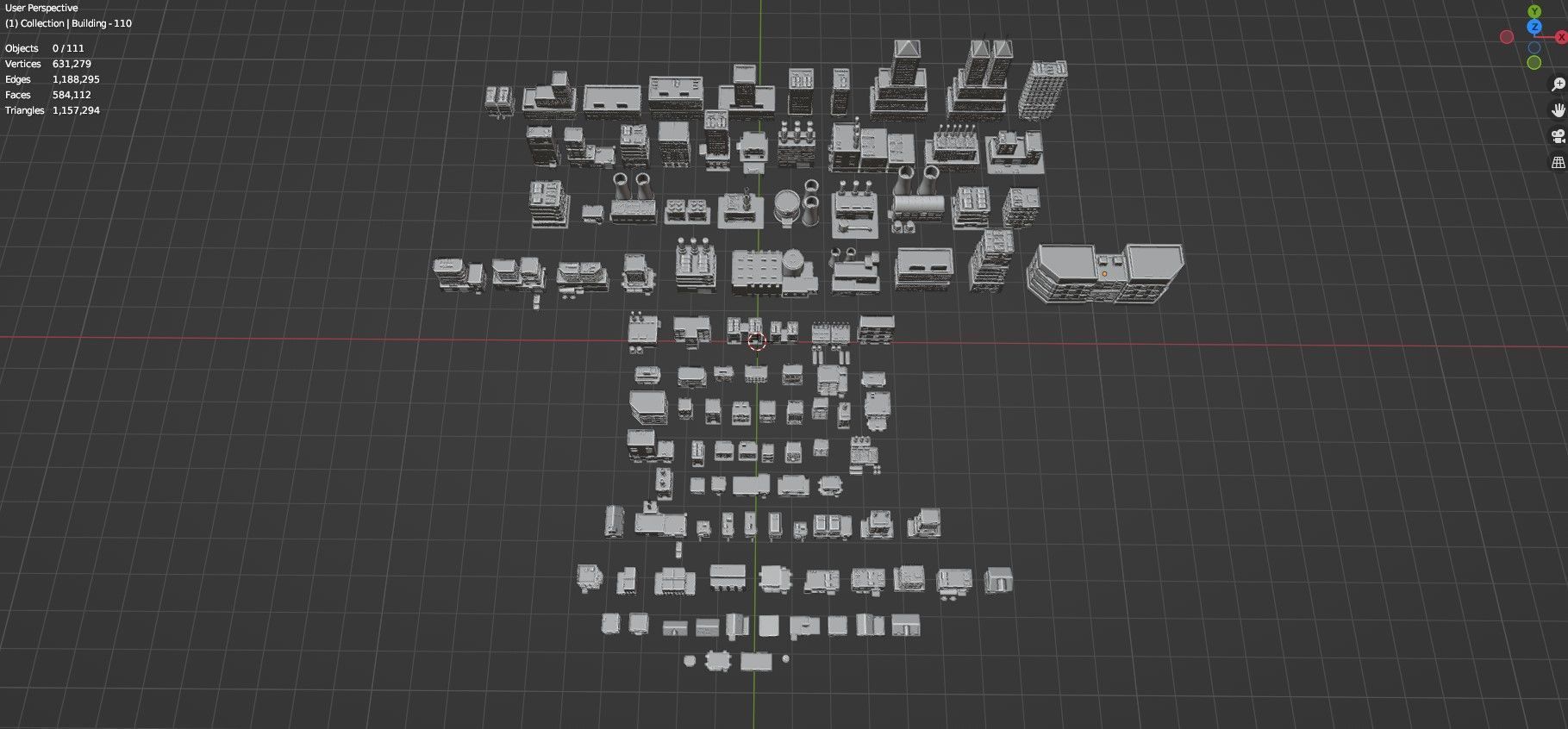 Low Poly City Buildings Pack Of 110 - Game Ready - Untextured  3D model_85
