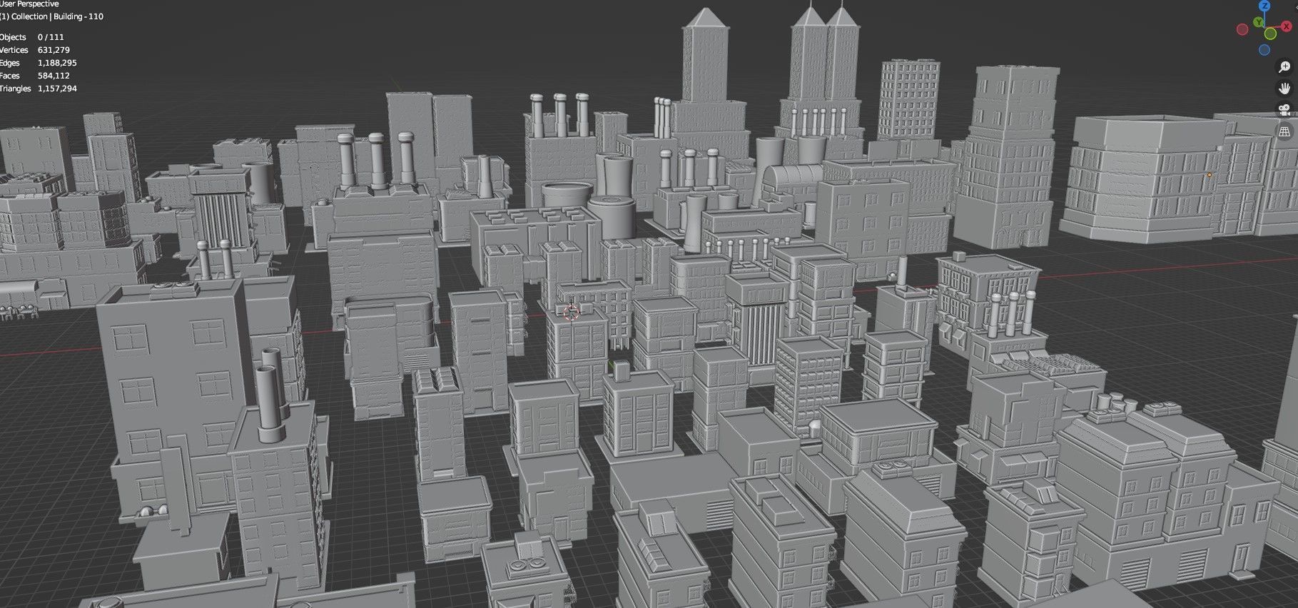 Low Poly City Buildings Pack Of 110 - Game Ready - Untextured  3D model_84