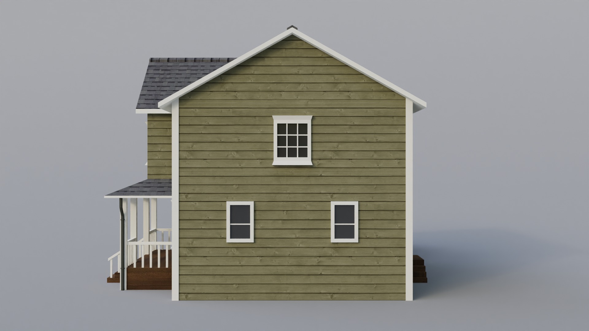 Low Poly house 3 Low-poly 3D model_4