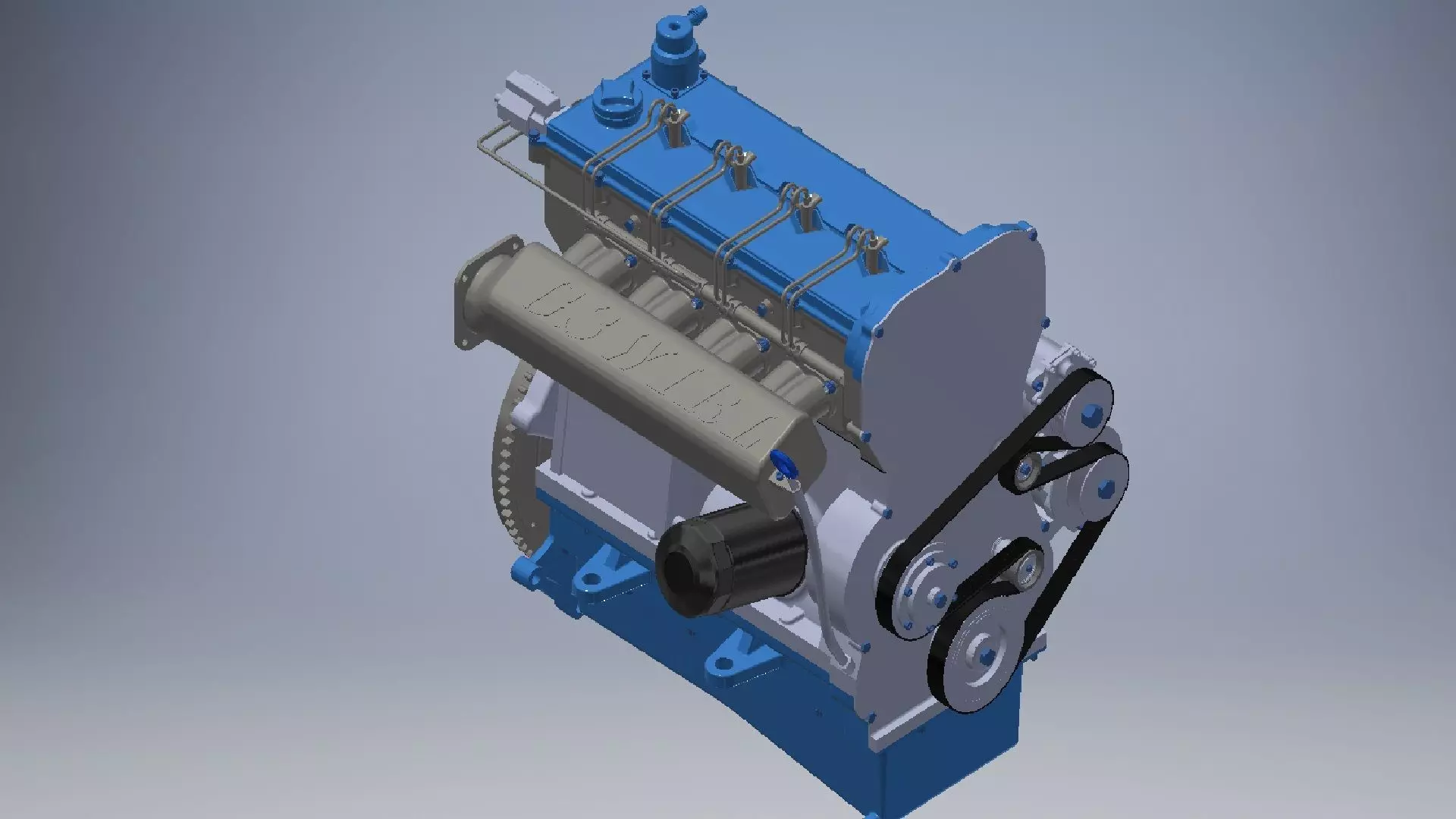 I4  Turbo Diesel engine 3d model 3D model_0