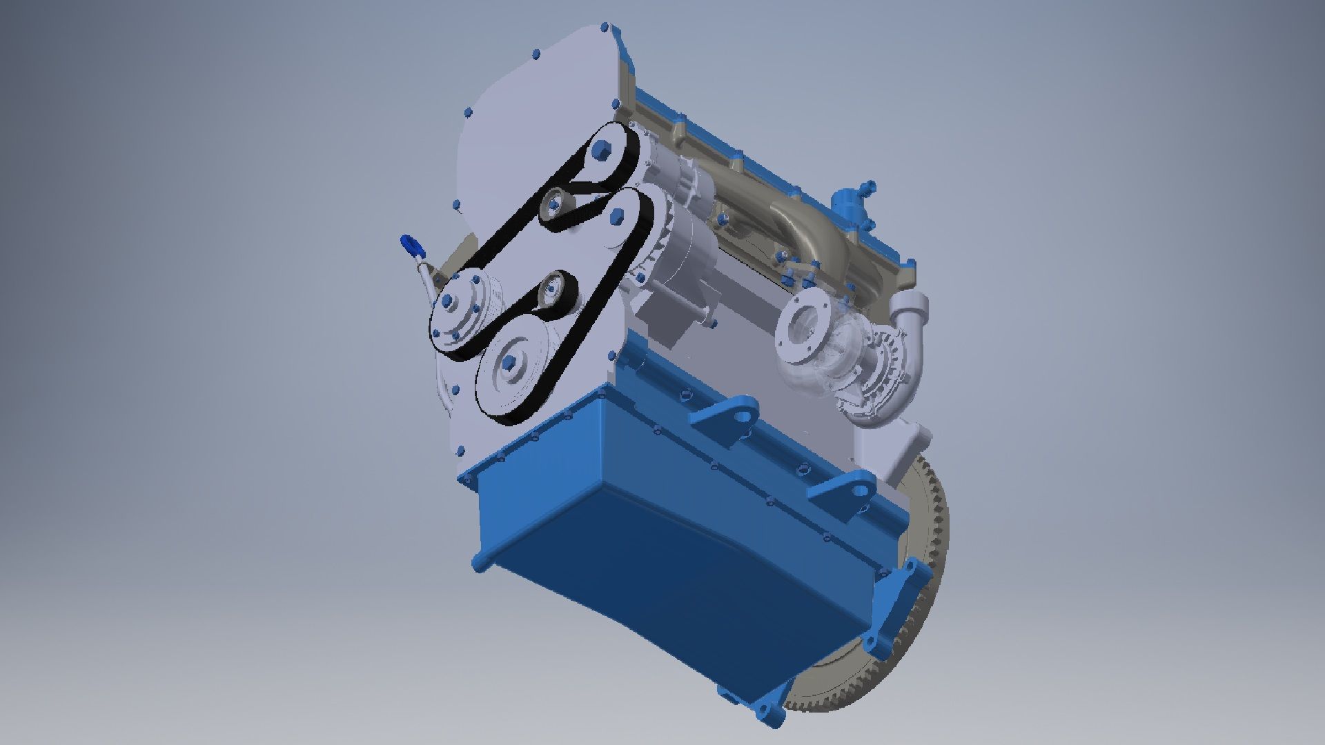 I4  Turbo Diesel engine 3d model 3D model_1