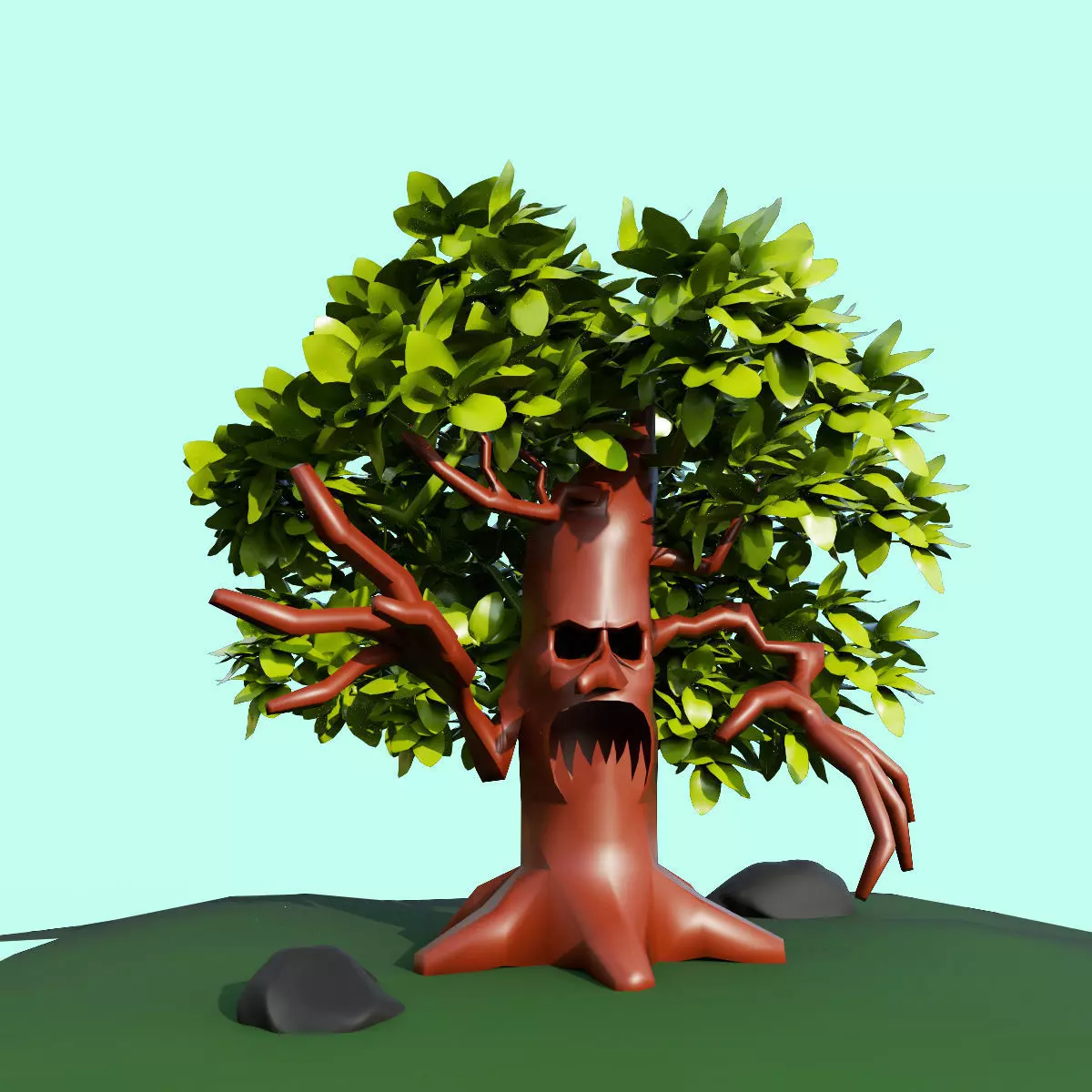 Cartoon Halloween Tree 3D model_0