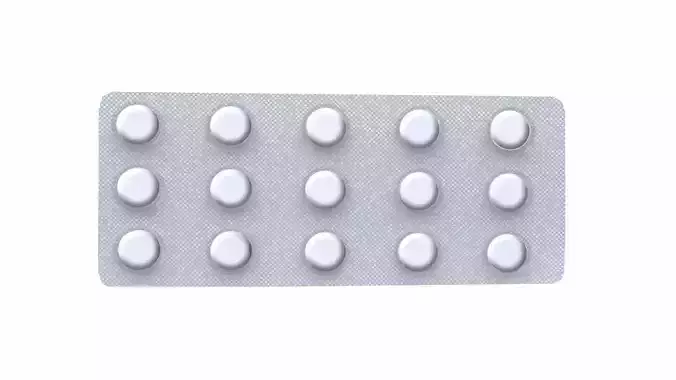 White Medicine Tablet In Blister Pack Low-poly 3D model