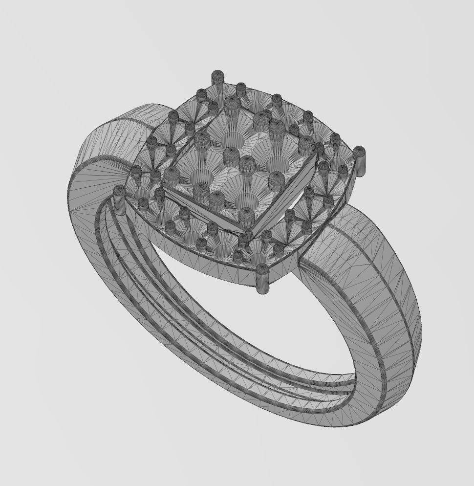 Diamond cluster claw sides ring US sizes 7to10 3D print model_15