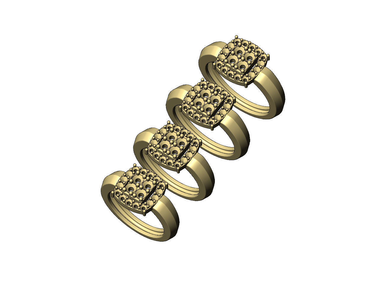 Diamond cluster claw sides ring US sizes 7to10 3D print model_5