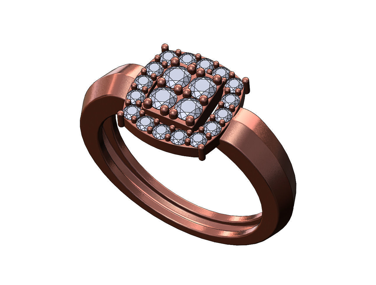 Diamond cluster claw sides ring US sizes 7to10 3D print model_10