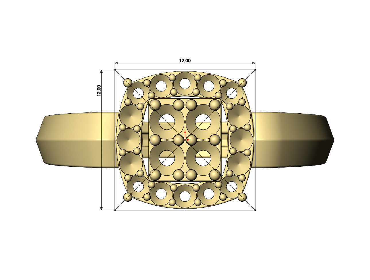 Diamond cluster claw sides ring US sizes 7to10 3D print model_7
