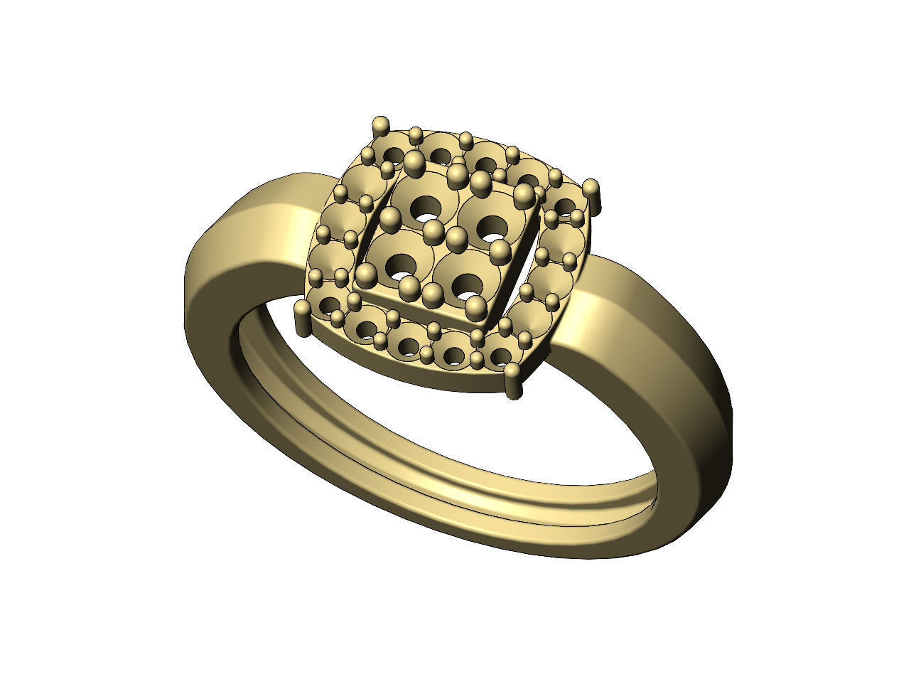 Diamond cluster claw sides ring US sizes 7to10 3D print model_6