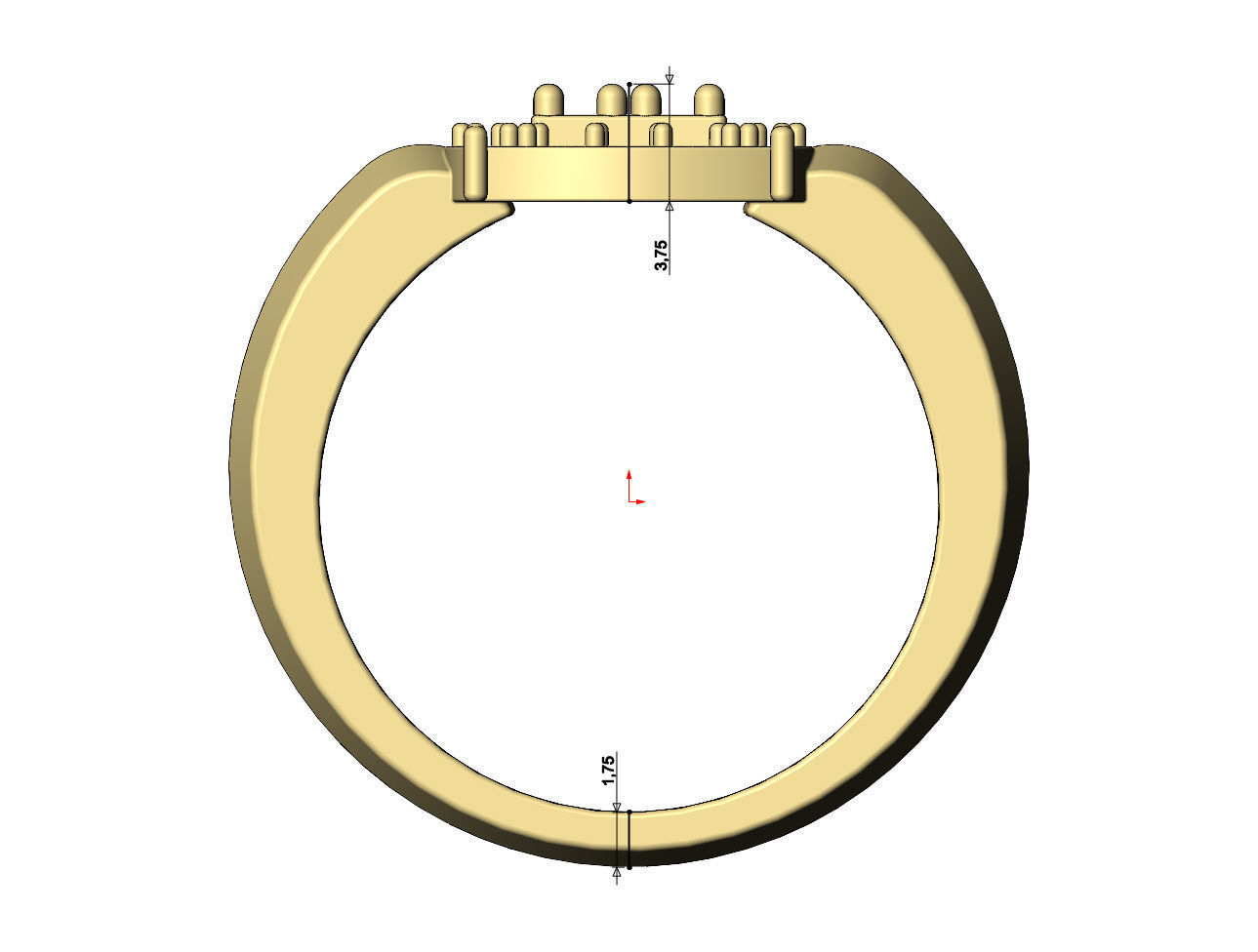 Diamond cluster claw sides ring US sizes 7to10 3D print model_8