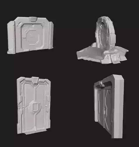sets of Giant Sci-Fi Door Free 3D model