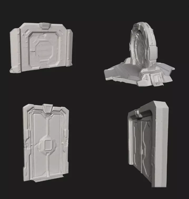 sets of Giant Sci-Fi Door Free 3D model