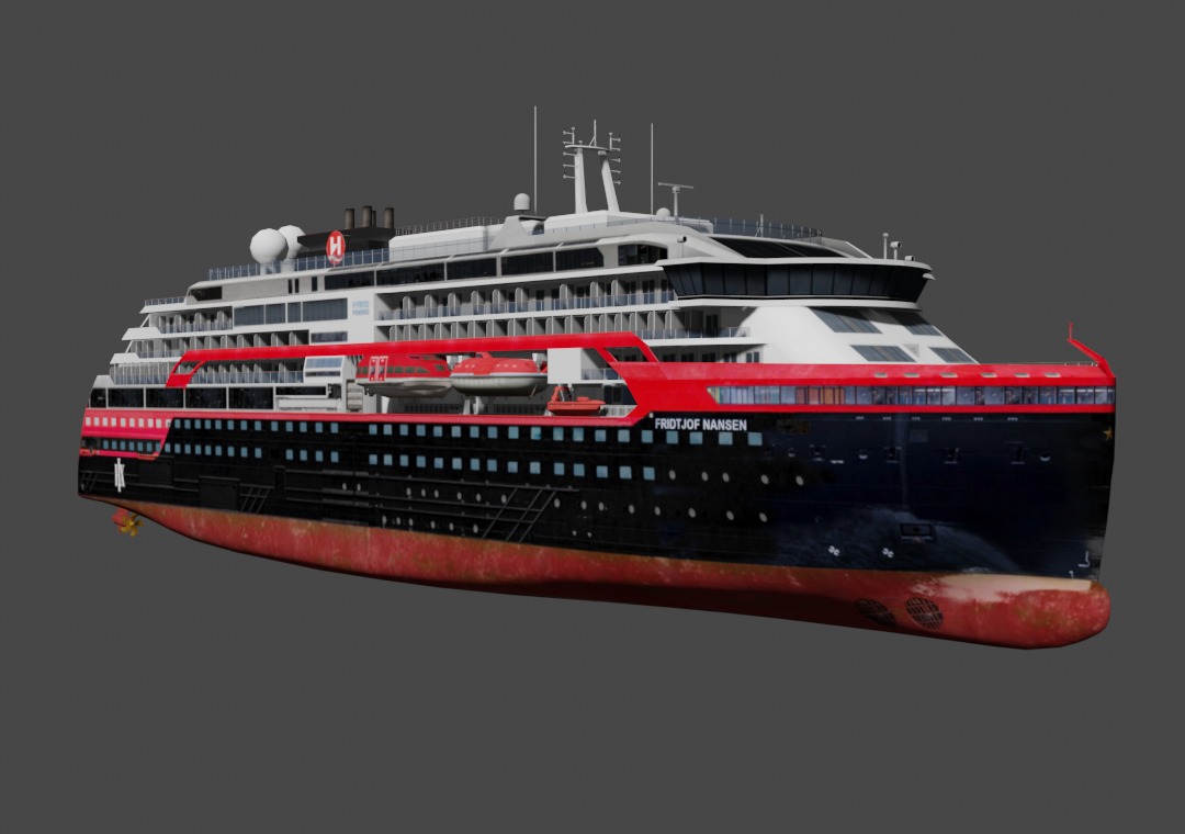 Hurtigruten Expeditions cruise ship Low-poly 3D model_6