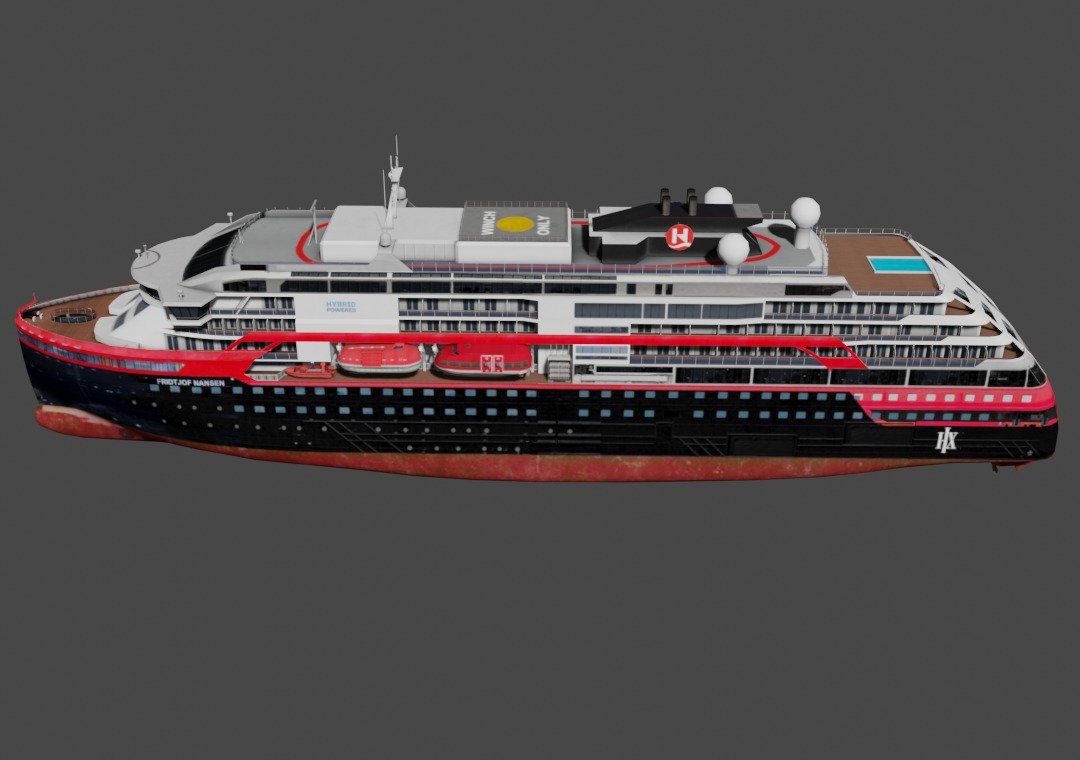 Hurtigruten Expeditions cruise ship Low-poly 3D model_4