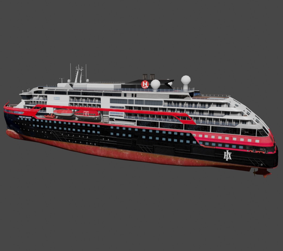 Hurtigruten Expeditions cruise ship Low-poly 3D model_2