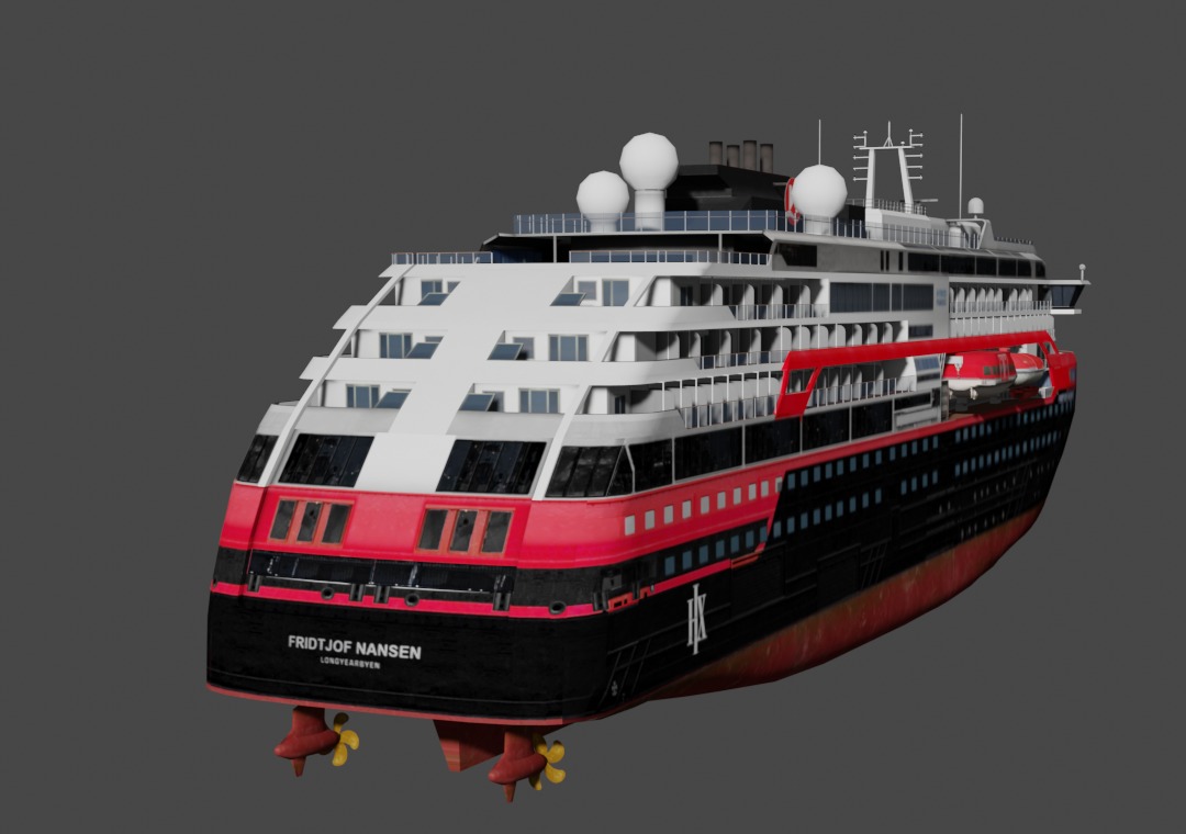 Hurtigruten Expeditions cruise ship Low-poly 3D model_8