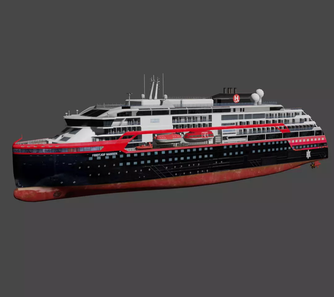 Hurtigruten Expeditions cruise ship Low-poly 3D model_0