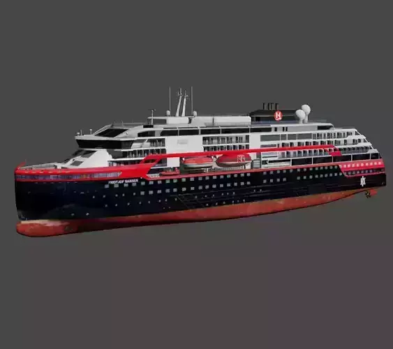 Hurtigruten Expeditions cruise ship Low-poly 3D model