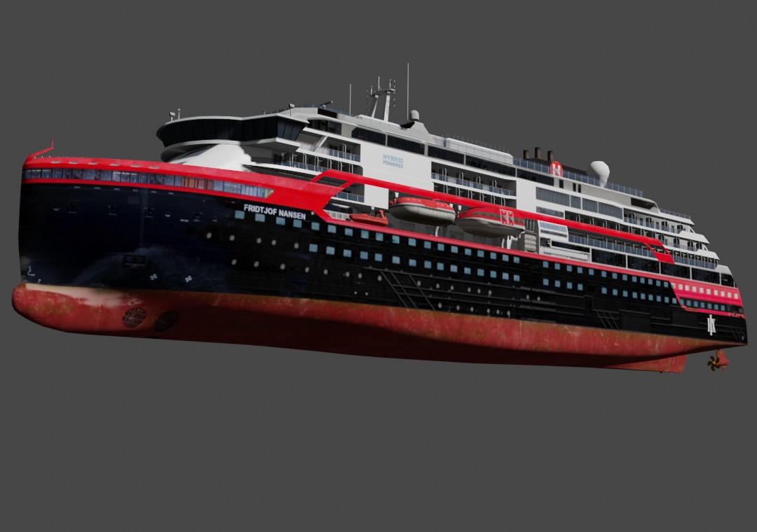 Hurtigruten Expeditions cruise ship Low-poly 3D model_5