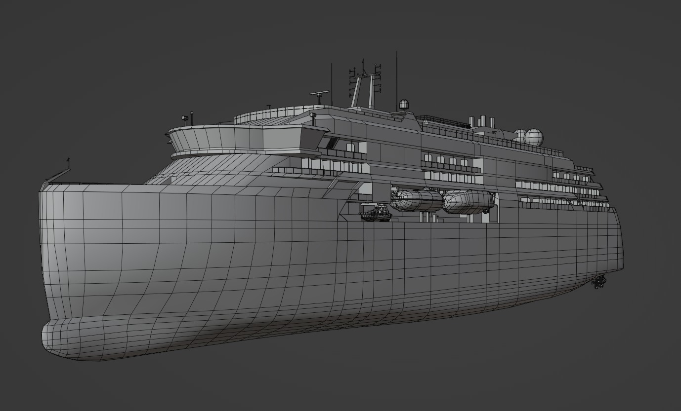 Hurtigruten Expeditions cruise ship Low-poly 3D model_12