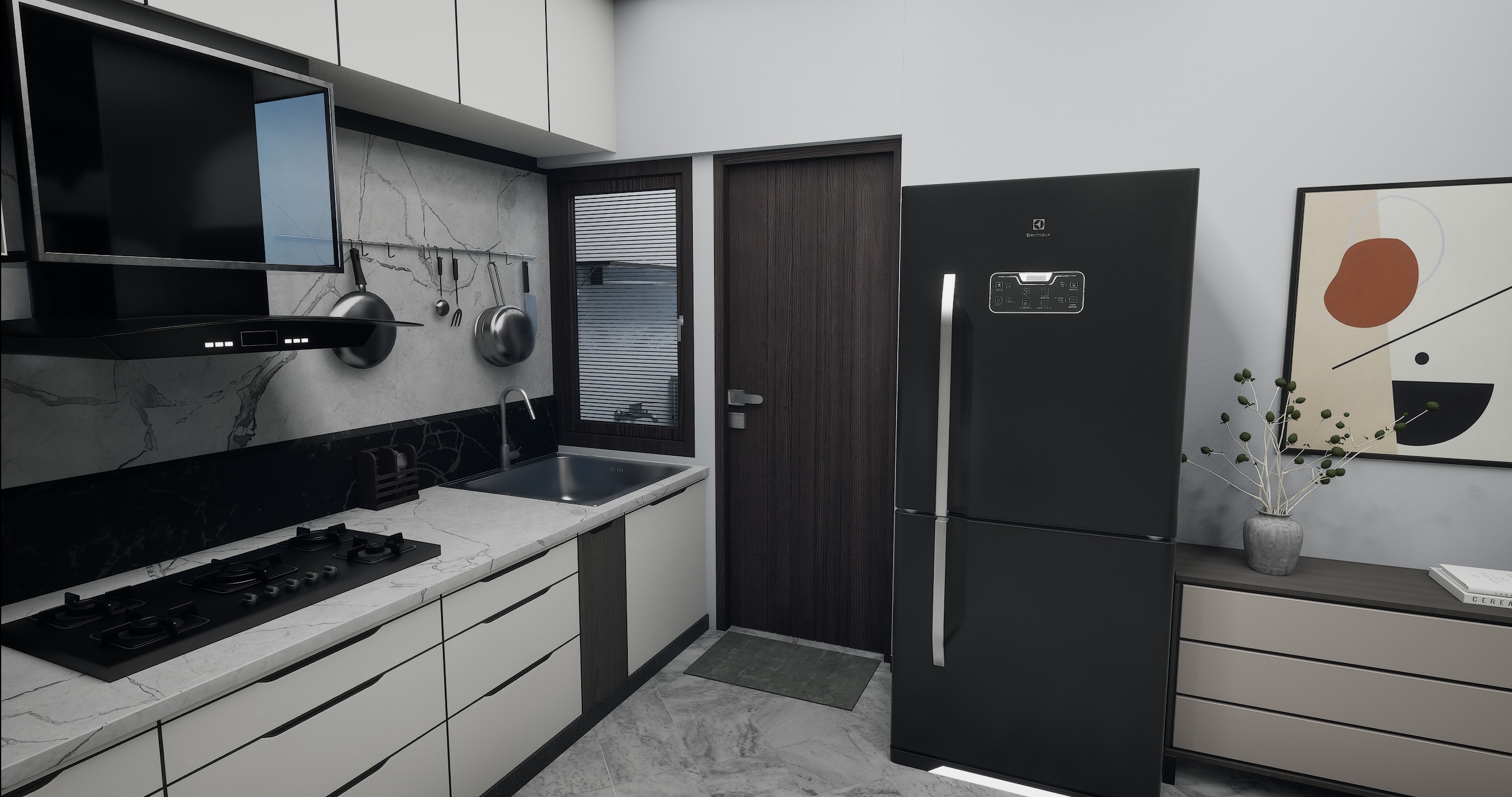 3 BHK Apartment Interior with Assets DS2 Low-poly 3D model_13