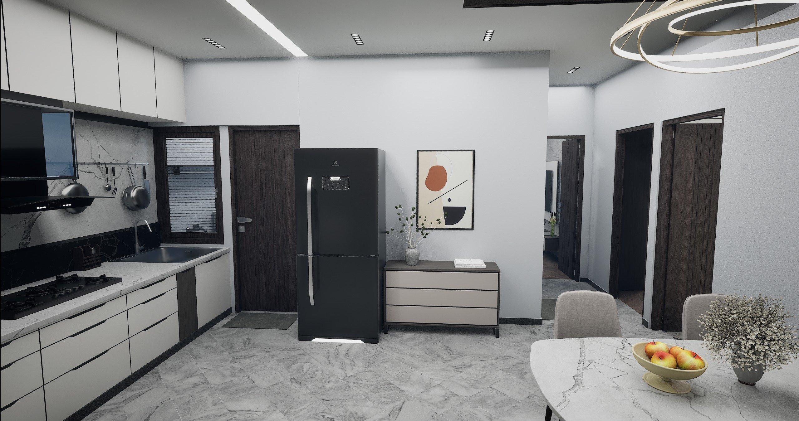 3 BHK Apartment Interior with Assets DS2 Low-poly 3D model_12