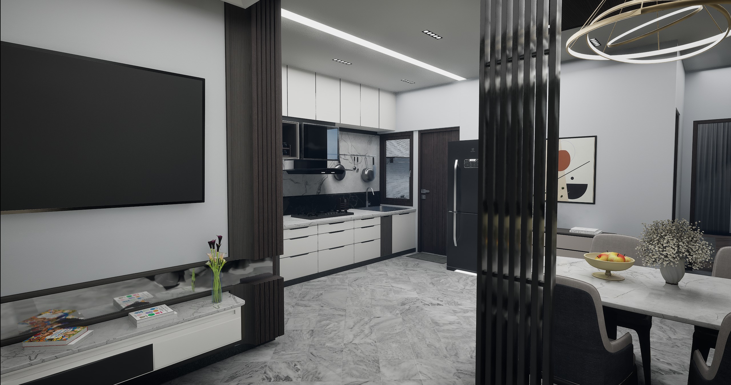 3 BHK Apartment Interior with Assets DS2 Low-poly 3D model_9