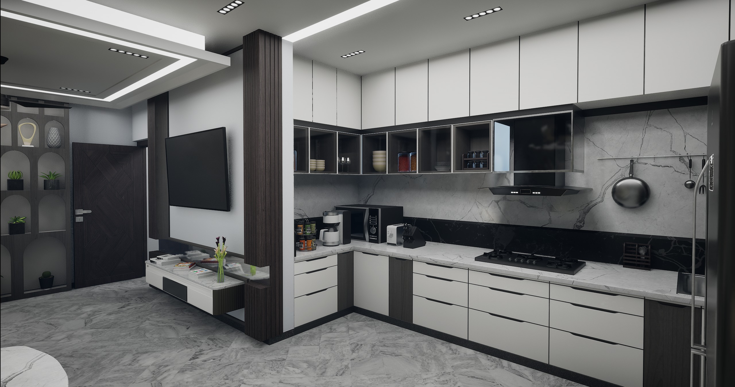 3 BHK Apartment Interior with Assets DS2 Low-poly 3D model_11