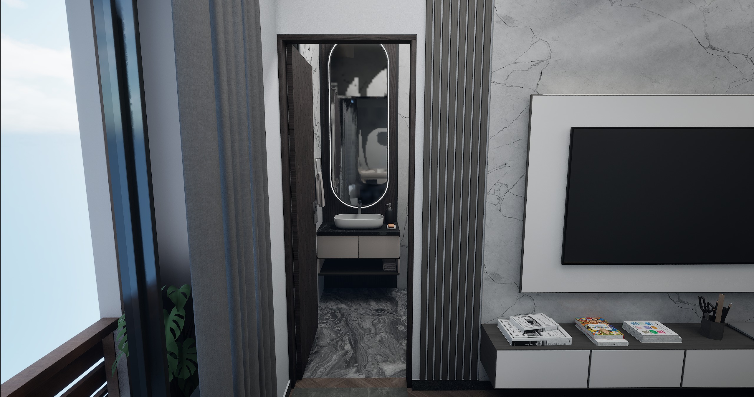 3 BHK Apartment Interior with Assets DS2 Low-poly 3D model_47