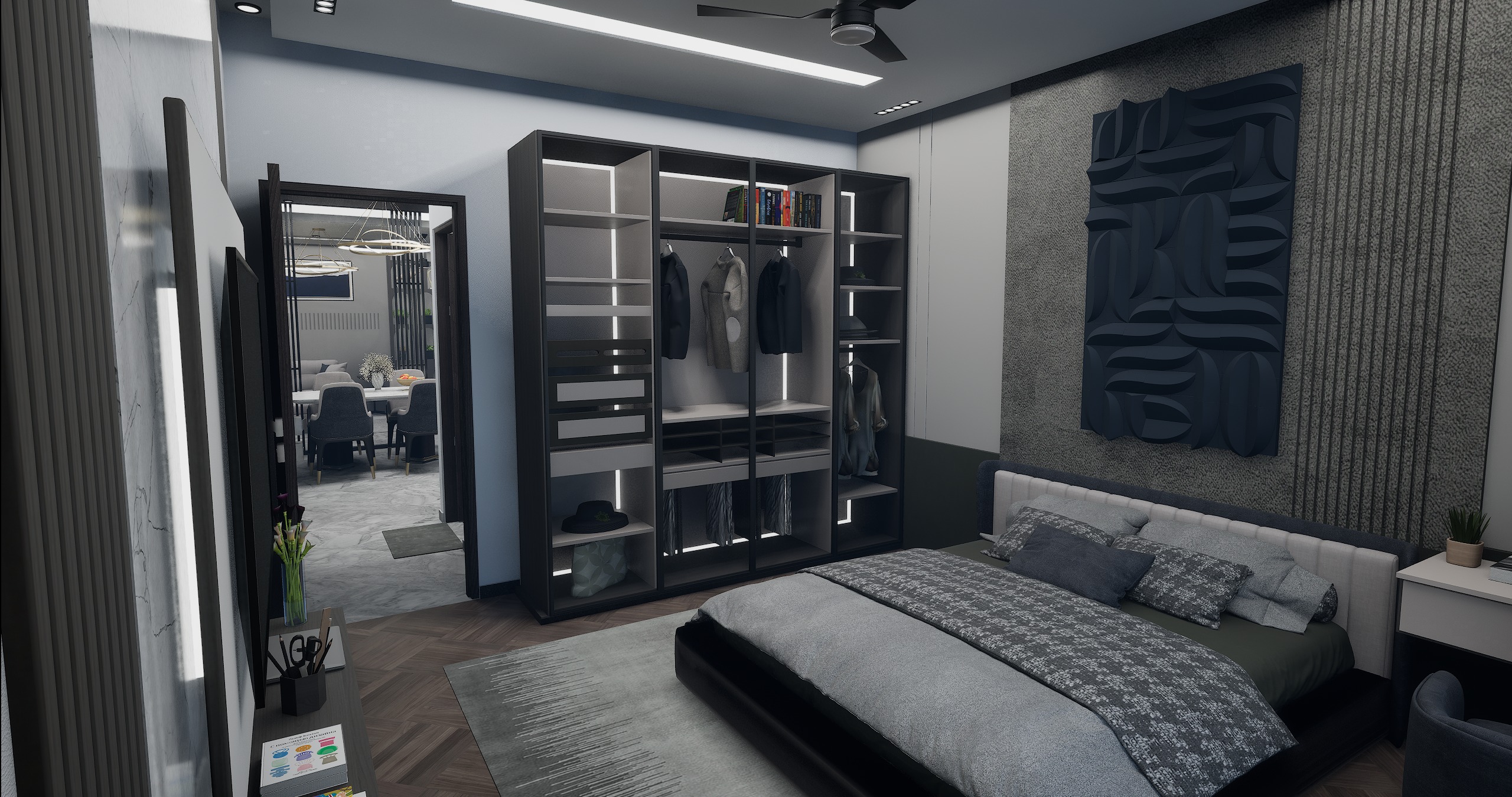 3 BHK Apartment Interior with Assets DS2 Low-poly 3D model_41