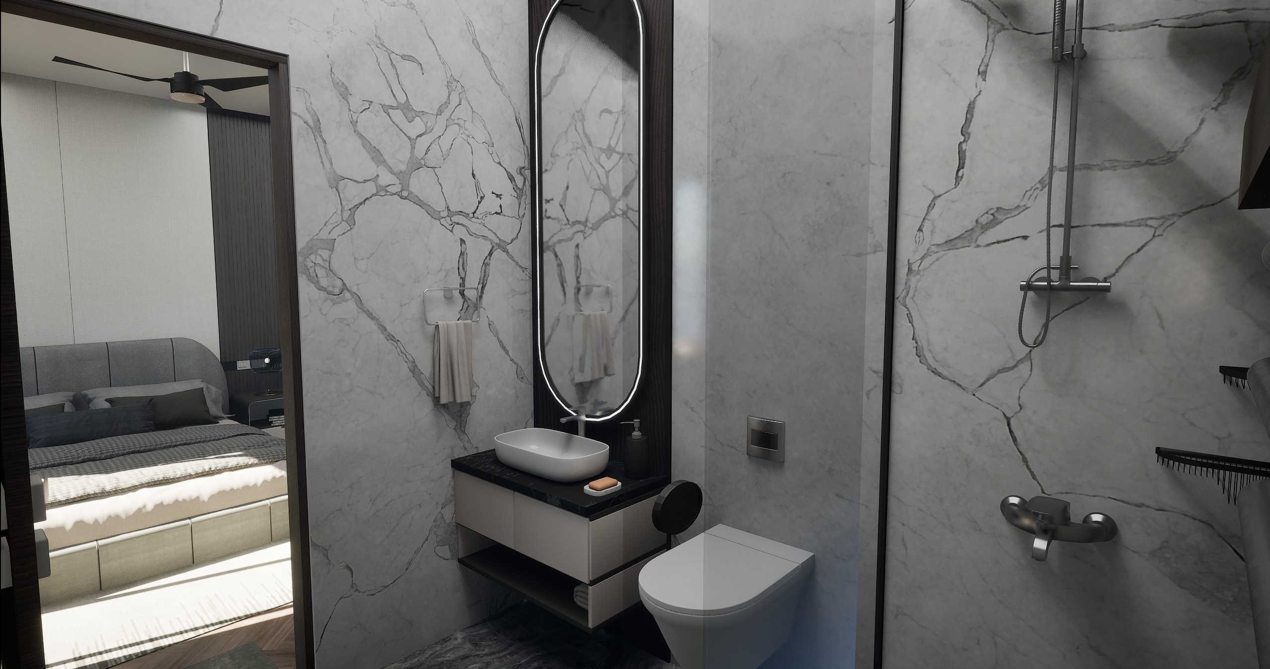 3 BHK Apartment Interior with Assets DS2 Low-poly 3D model_38