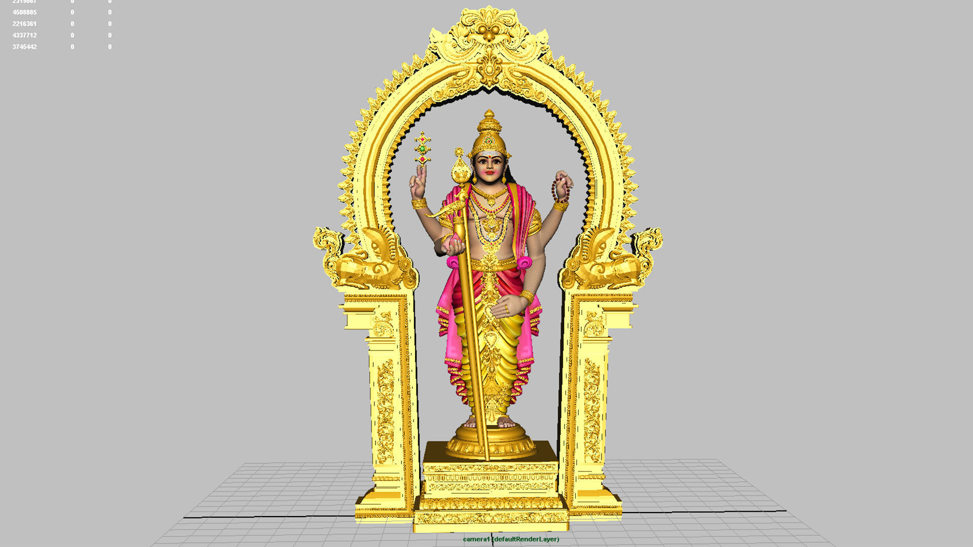 lord thiruchendur murugan statue 3D model_7
