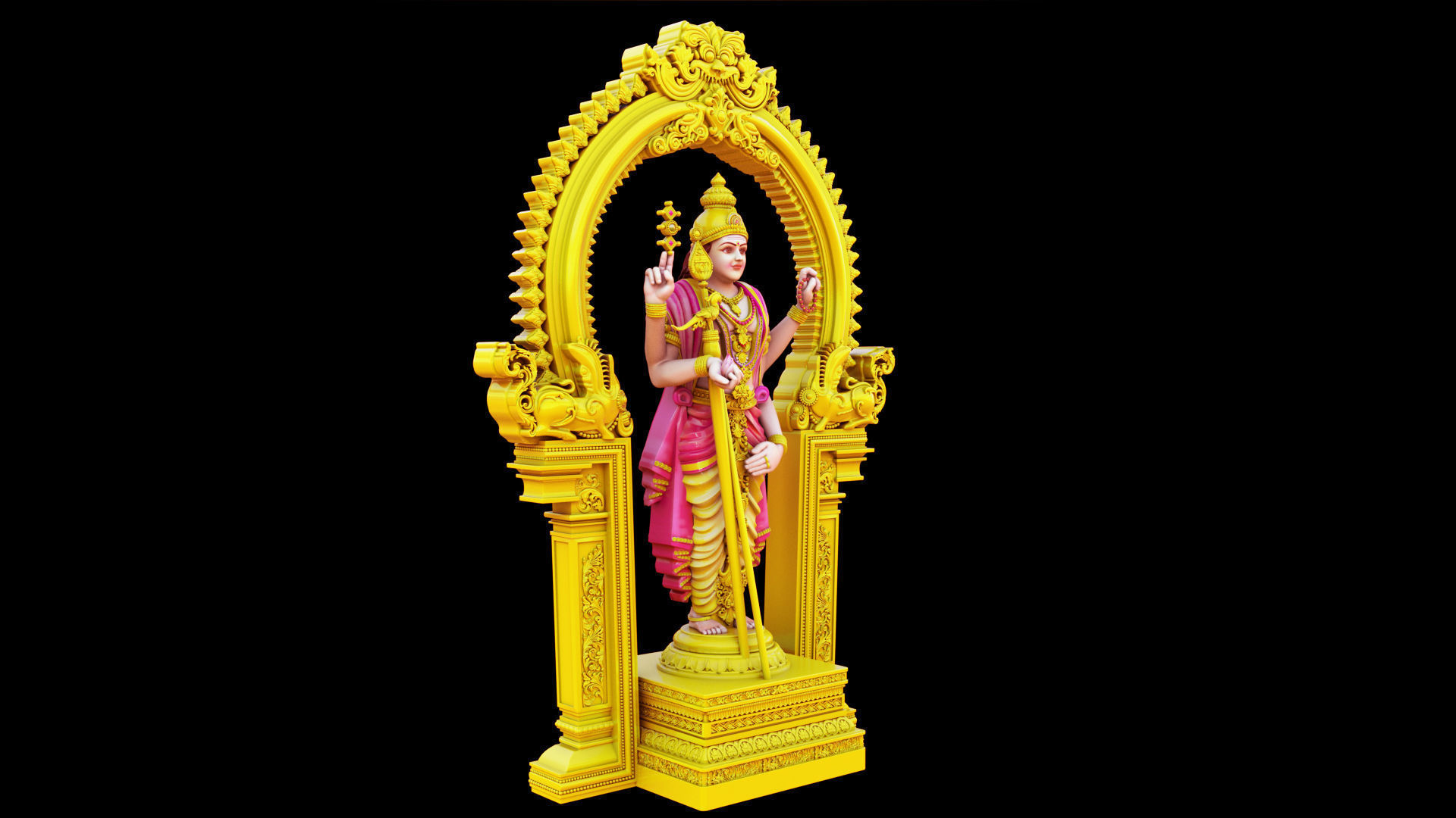 lord thiruchendur murugan statue 3D model_10