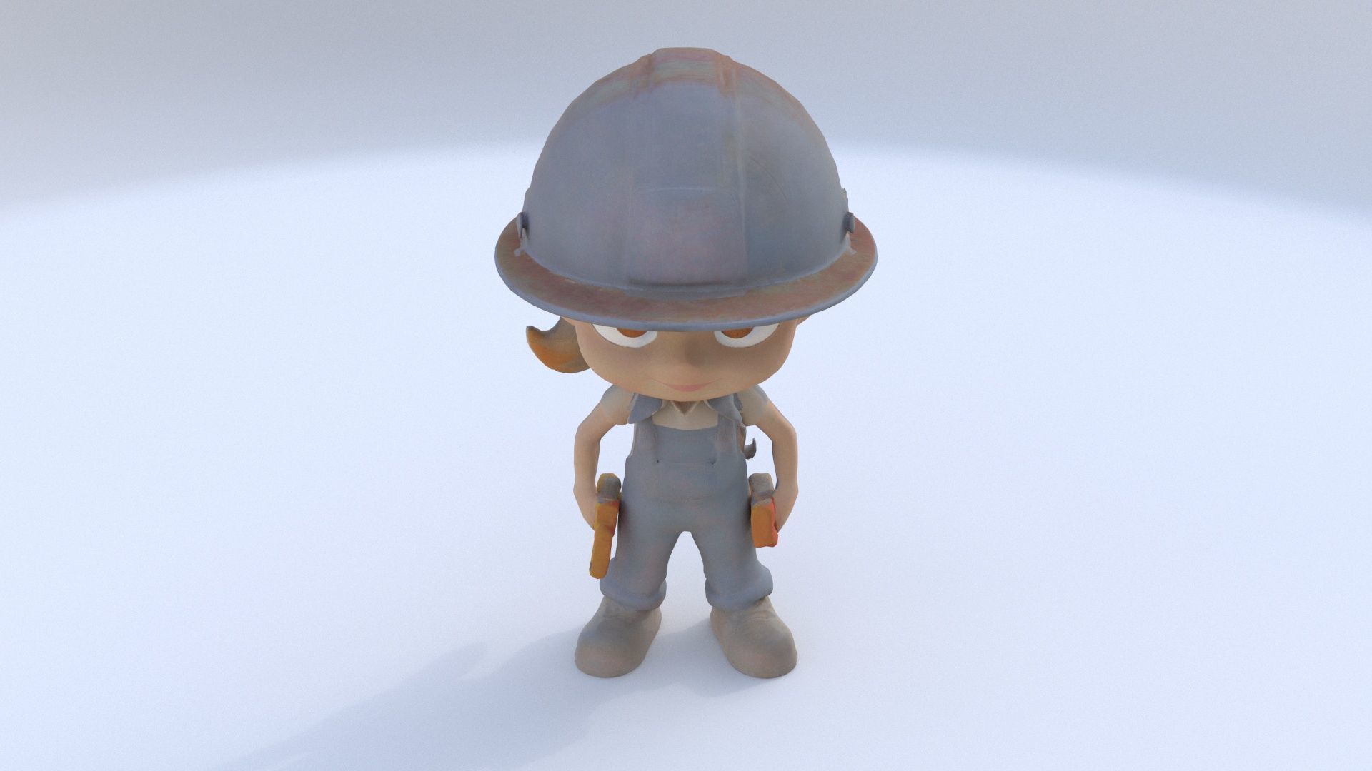 Construction Worker female 3D model_1