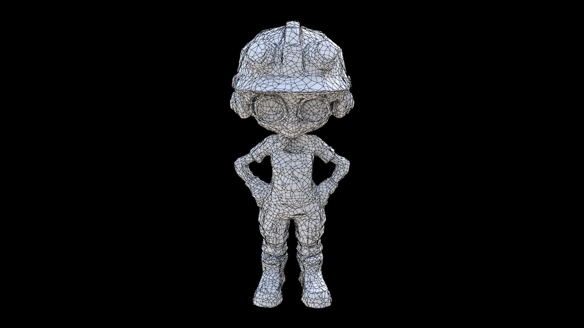 Factory Worker female 3D model_6