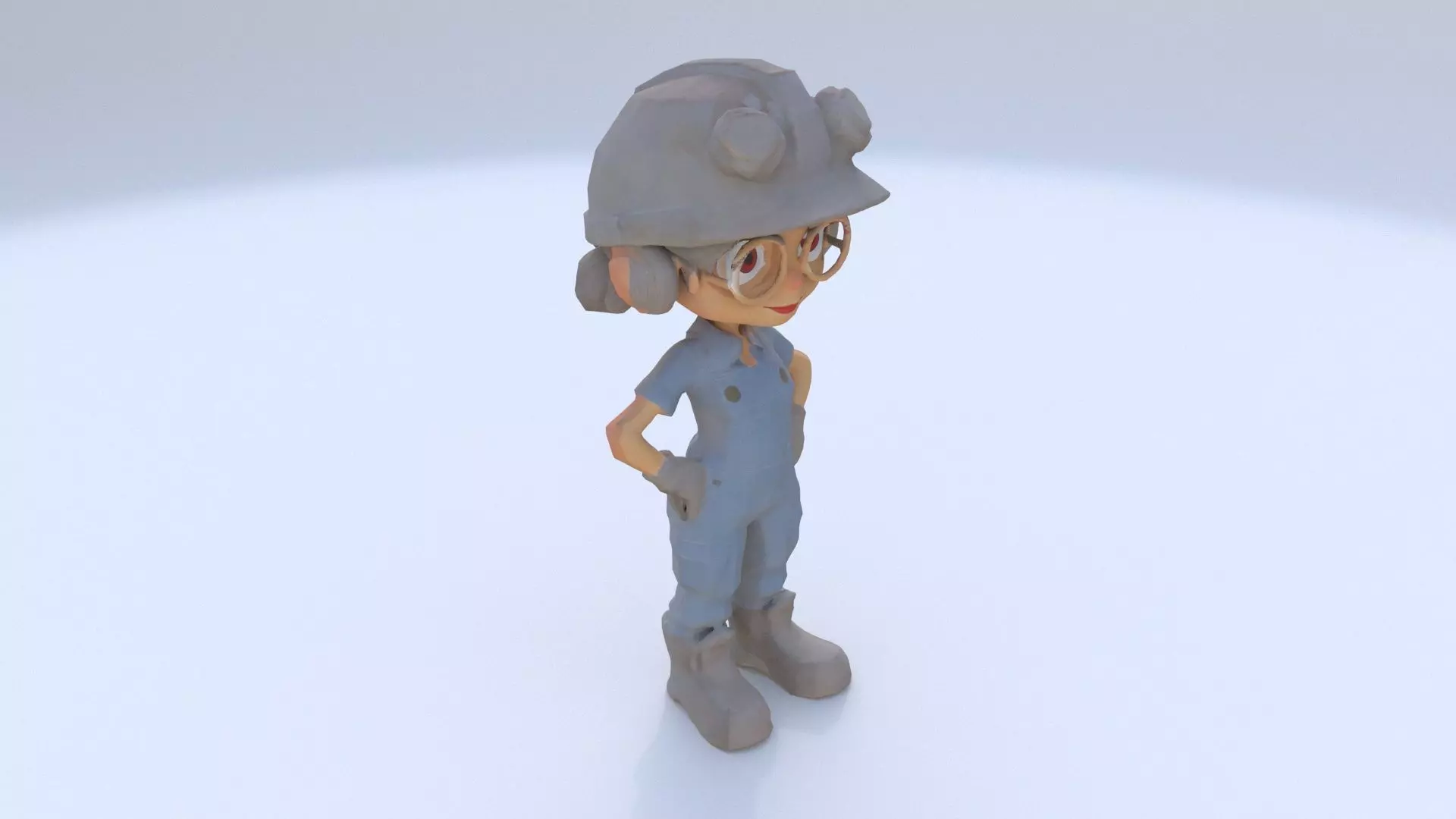 Factory Worker female 3D model_0