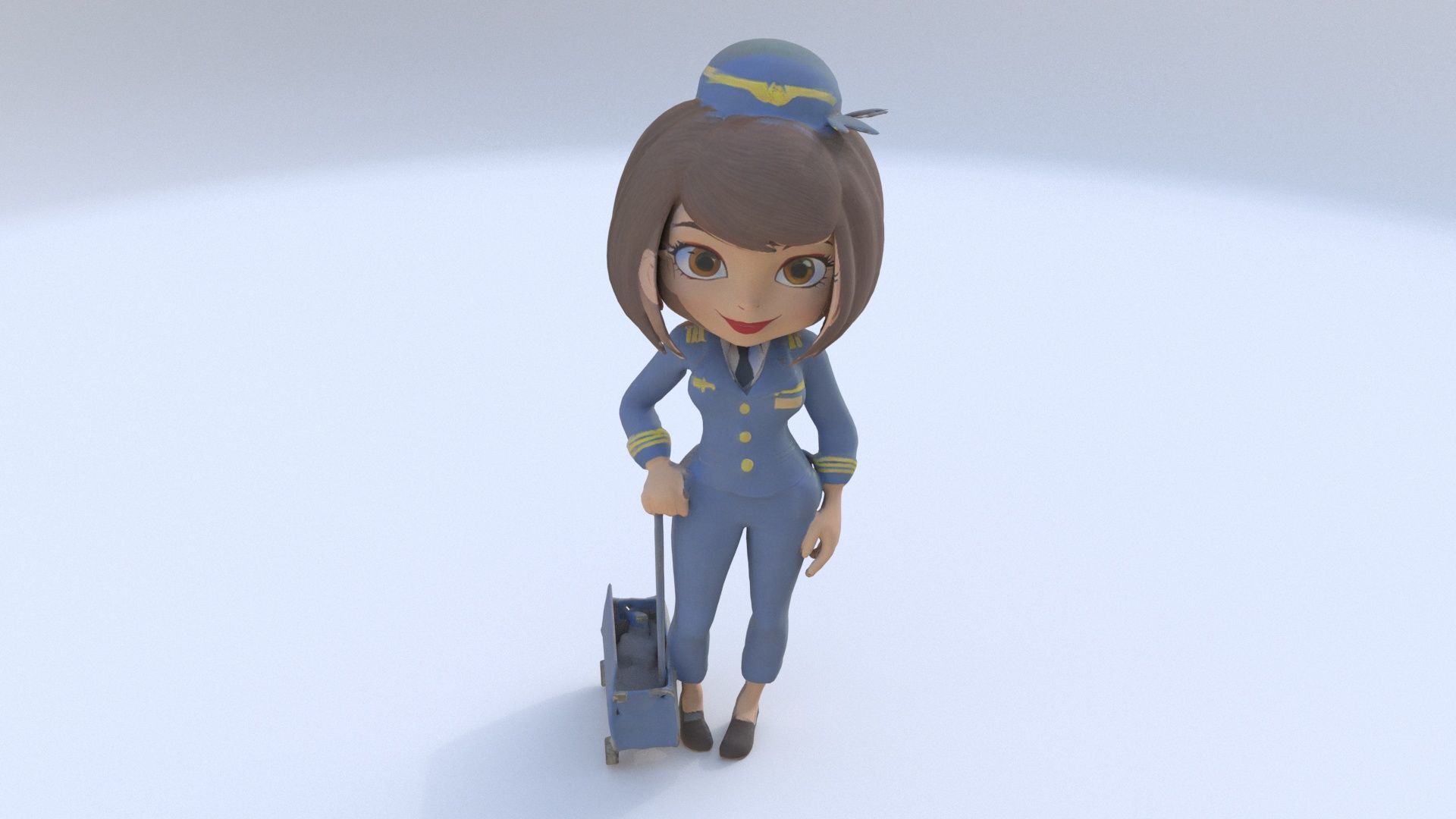 Flight Attendant female 3D model_1