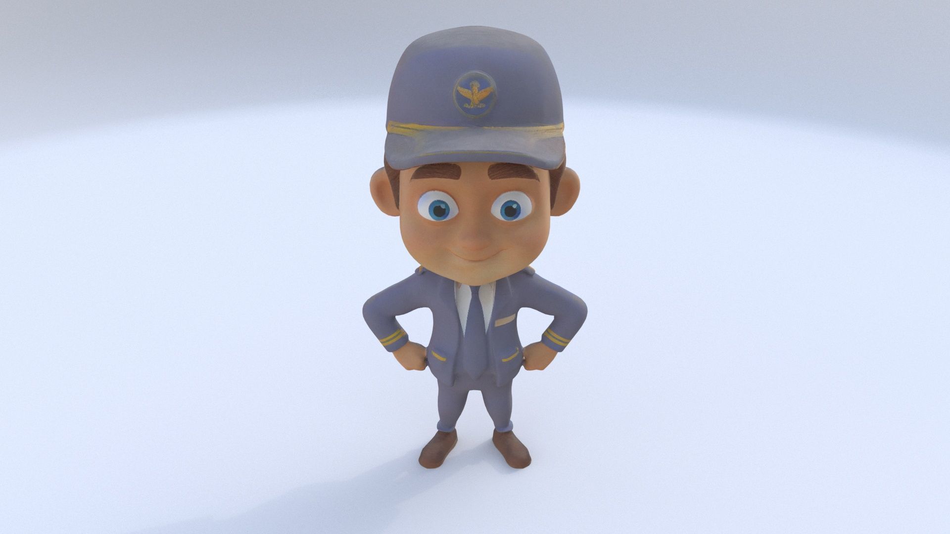 Flight Attendant male 3D model_1