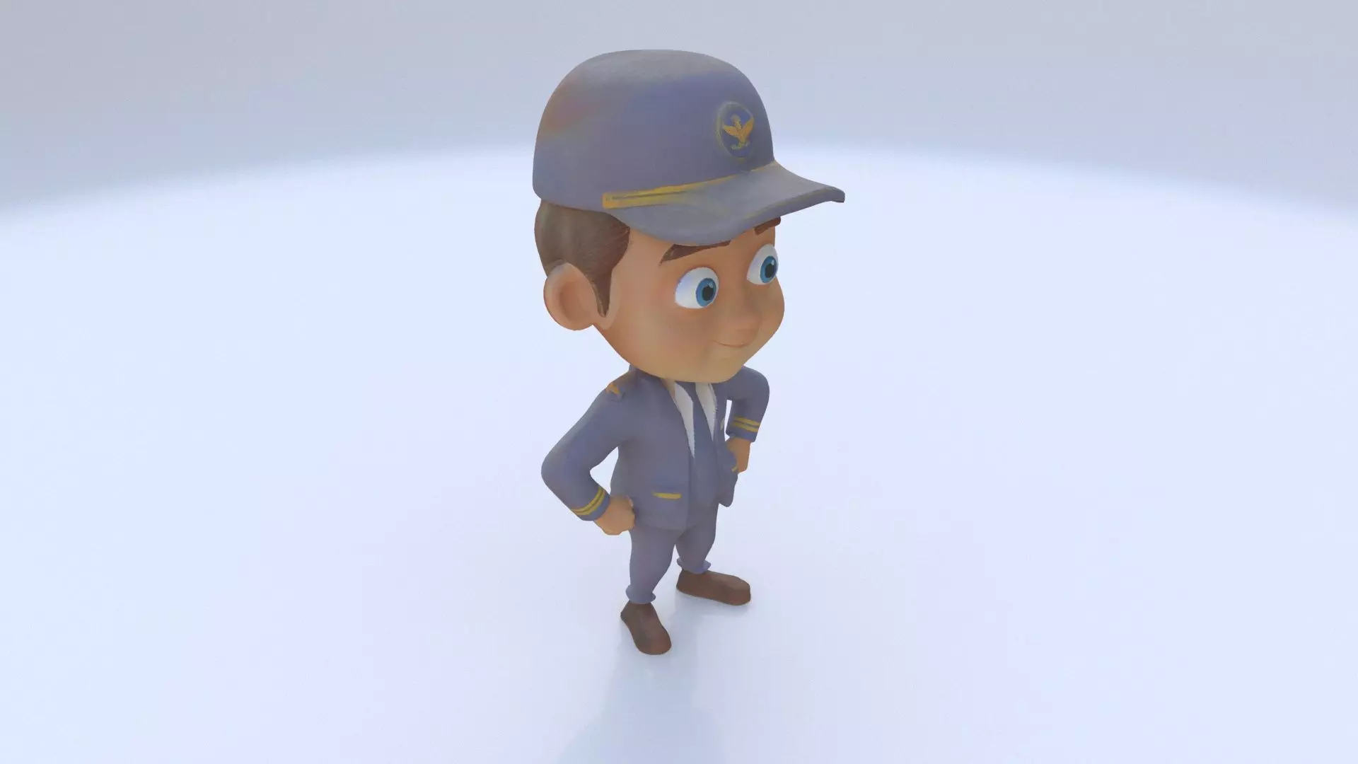 Flight Attendant male 3D model_0