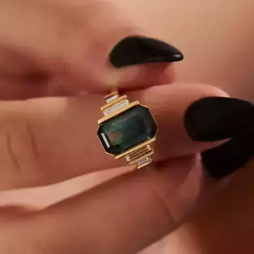 Octagon with Emerald Engagement Ring 3D print model