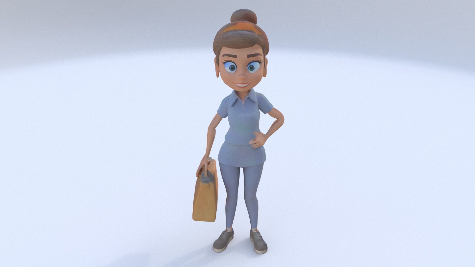 Retail Store Employee female 3D model_1
