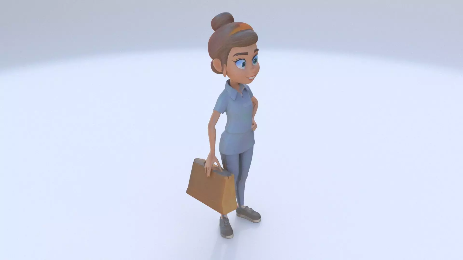 Retail Store Employee female 3D model_0