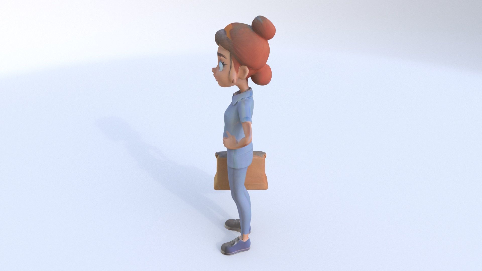 Retail Store Employee female 3D model_2