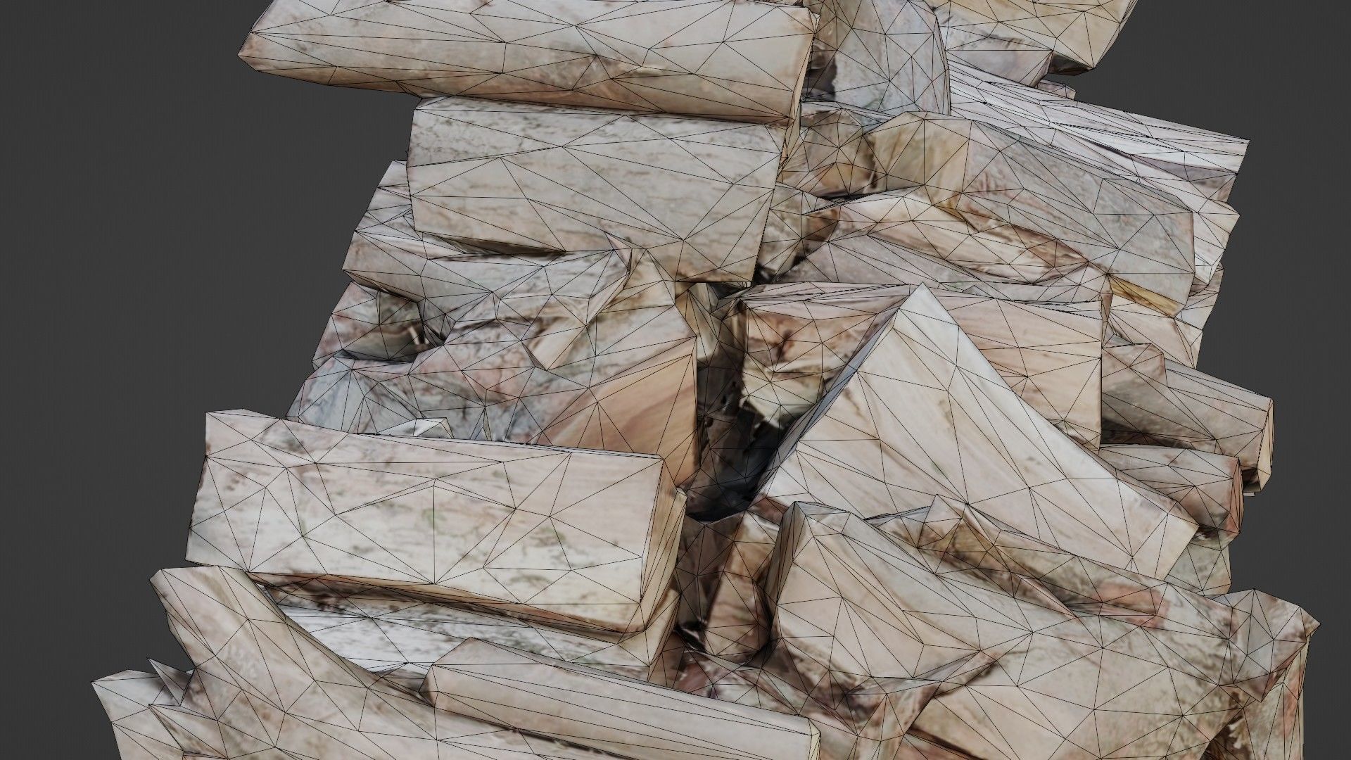 Logs Stack Low-poly 3D model_4