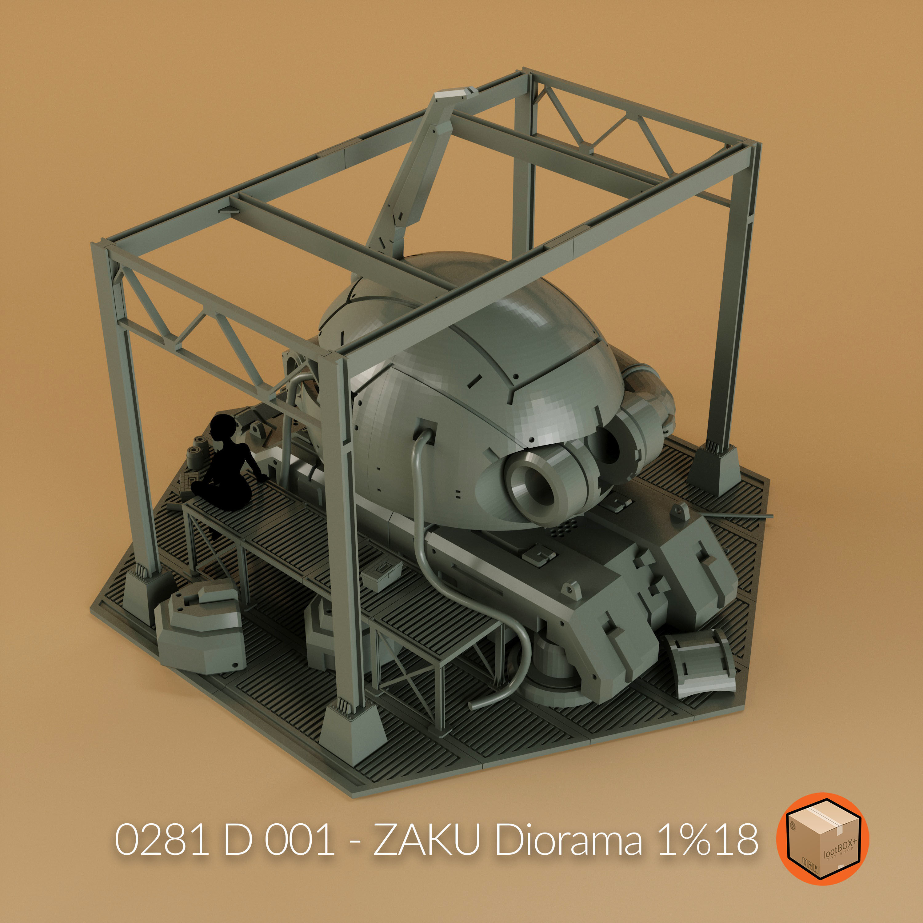 D 001 - ZAKU Diorama 3D print model_7